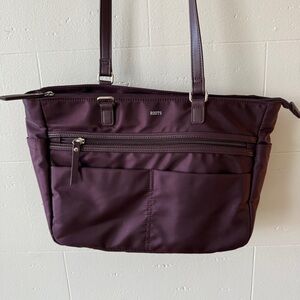 Roots | Purple Nylon Tote Bag | Everyday Carry-All Travel Shoulder Tote Bag